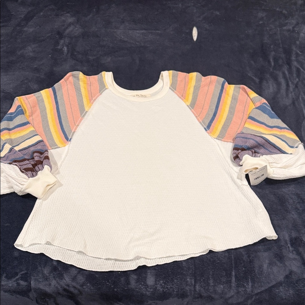 We The Free White Textured Knit Top